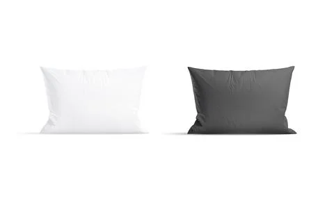 Blank black and white rectangular pillow mockup stand, front view Stock Illustration