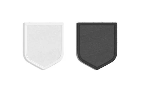 Blank black and white shield embroidered patch mockup, top view 库存插图