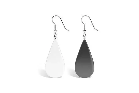 Blank black and white single drop earring mockup stand, isolated Stock Illustration