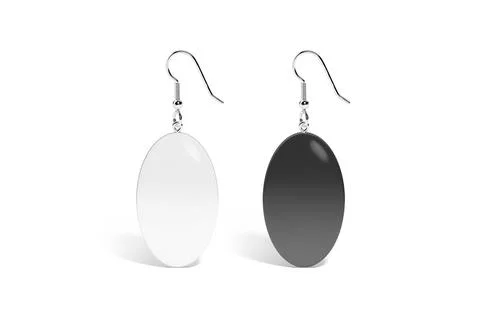 Blank black and white single ellipse earring mockup stand, isolated Stock Illustration