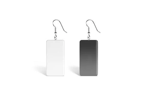 Blank black and white single rectangle earring mockup stand, isolated イラスト素材