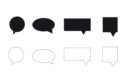 Blank black and white speech bubbles Stock Illustration