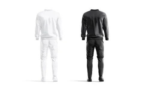 Blank black and white sport tracksuit with bomber, pants mockup Illustrazione stock