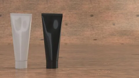 Blank black and white tubes of toothpaste, cream or gel Stock Illustration