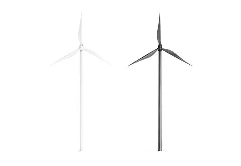 Blank black and white wind turbine mockup, front view Illustrazione stock