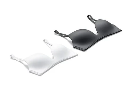 Blank black and white wireless bra mockup, side view Illustrazione stock