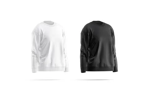 Blank black and white women sweatshirt mockup, side view Stock Illustration