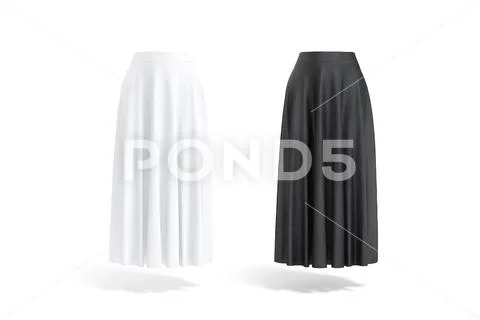 Blank black and white women maxi skirt mockup, front view ~ Clip Art  #171859055