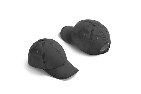 Blank black baseball cap mock up, side and back view Stock Illustration