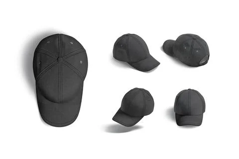Blank black baseball cap mock up, different views Illustrazione stock