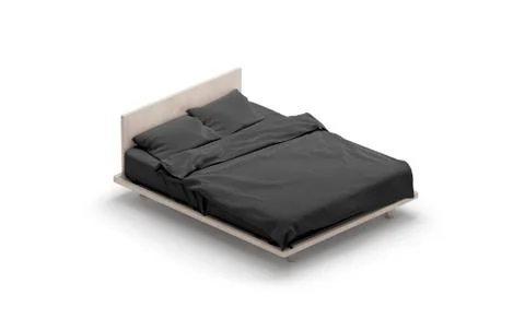 Blank black bed mock up, side view isolated, Illustrazione stock