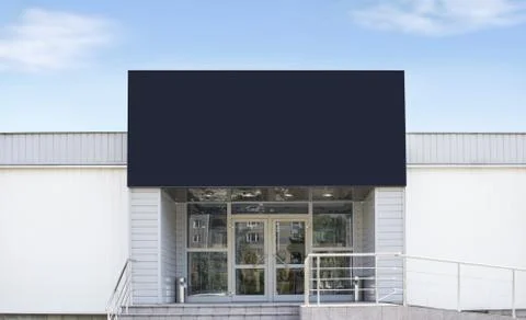 Blank black big rectangular box on shop mock up, sky Stock Photos