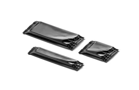 Blank black big, small, square chocolate bar foil wrap mockup Illustrazione stock