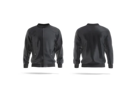 Blank black bomber jacket mockup, front and back view Illustrazione stock