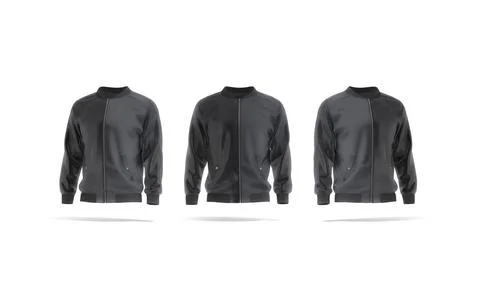 Blank black bomber jacket mockup, front and side view イラスト素材