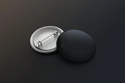 Blank black button badge stack mock up, clipping path Stock Photos