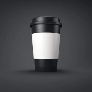 Blank black coffee cup. 3d rendering Illustration