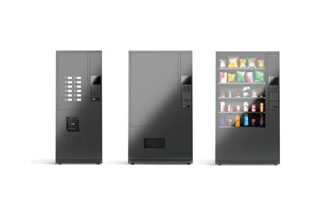 Blank black coffee vending machine mockup, different types, front view Illustrazione stock