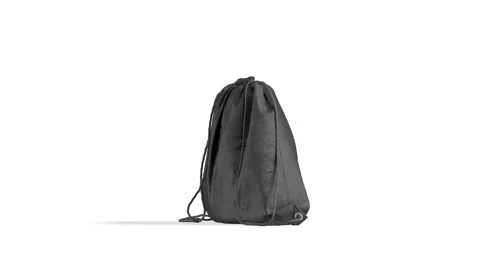 Blank black drawstring backpack mock up, looped rotation, 4k video Video stock 160750356