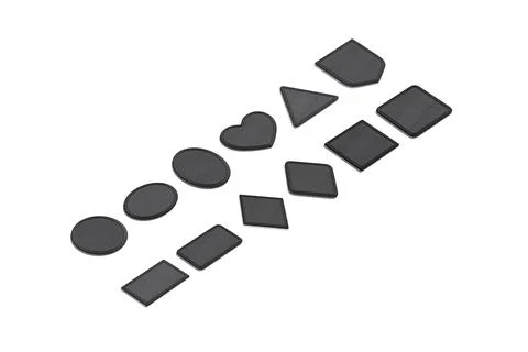 Blank black embroidered patch mock up, different types, isolated 스톡 일러스트