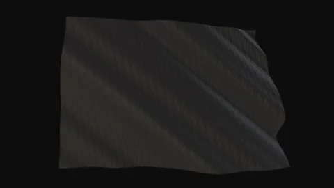 Blank black flag waving in the wind on a black background 動画素材 343207646
