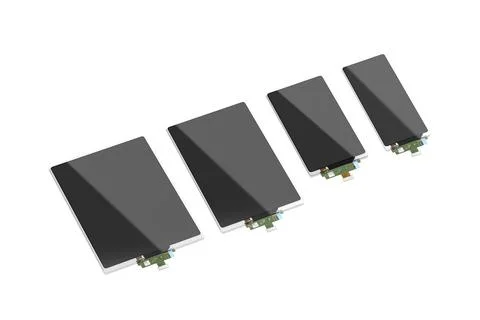 Blank black flexible rectangular display mockup, different size Stock Illustration