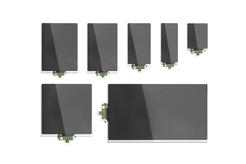 Blank black flexible straight rectangular display mockup, different size Ilustración de archivo