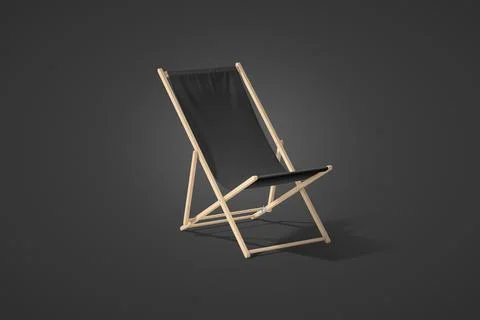Blank black folding beach chair mockup, dark background Stock Illustration