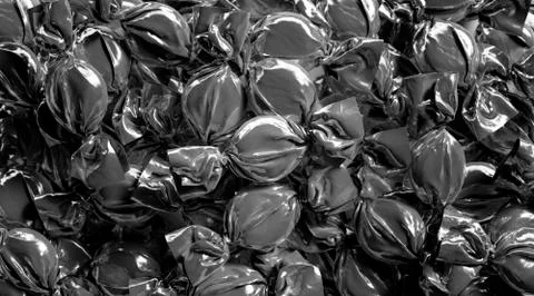 Blank black hard candy foil wrapper mock up stack Stock Illustration