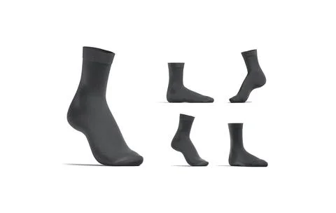 Blank black long socks mock up stand, different views イラスト素材