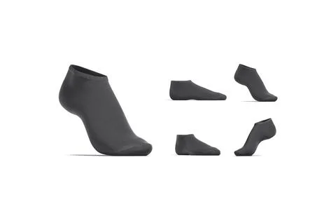 Blank black low cut socks mockup stand, different views Illustrazione stock