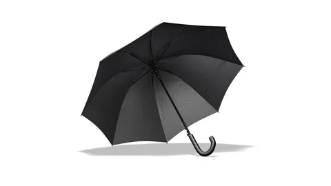 Blank black open umbrella mock up lying, looped rotation Stock Footage 163828640