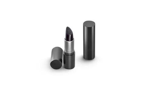 Blank black opened and closed lipstick tube mockup, isolated Stock Illustration