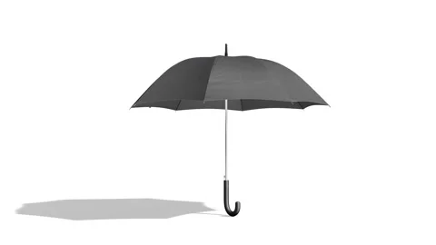Blank black opened umbrella mockup stand, looped rotation, 4k video Stock Footage 164316352