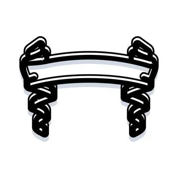 Blank black outline scroll banner with ribbon elements 스톡 일러스트