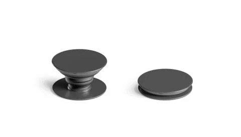 Blank black phone pop socket mock up, isolated, side view Stock Photos