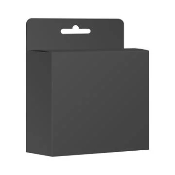 Blank black product package box. vector Illustrazione stock