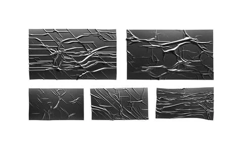 Blank black rectangle adhesive duct tape mockup set, top view Stock Illustration