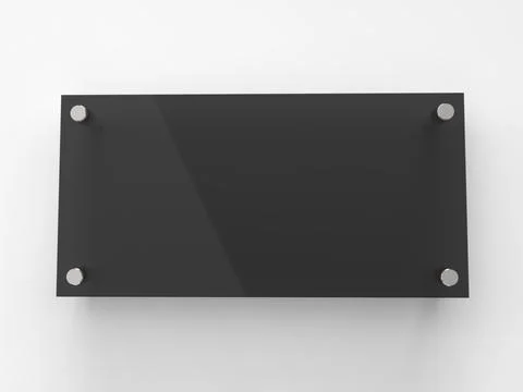 Blank Black rectangle transparent glass office corporate Signage plate Mock Up Stock Illustration