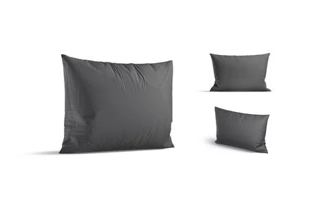 Blank black rectangular pillow mockup stand, different views 스톡 사진