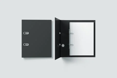 Blank black ring binder folder design mock up top view Stock Illustration