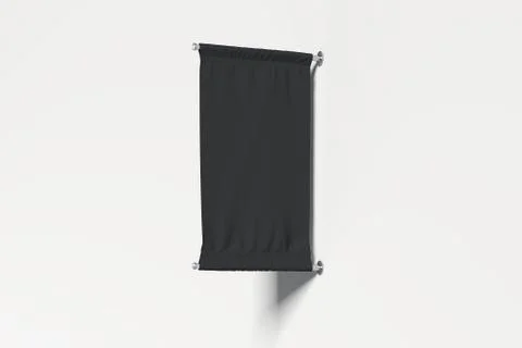 Blank black roll up on white background, 3d rendering. Illustrazione stock