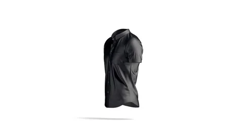 Blank black short sleeve button down shirt mockup, looped rotation Stock Footage 160002509
