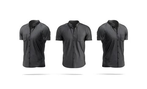 Blank black short sleeve button down shirt mockup, front side Stock Illustration