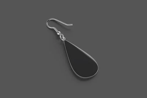 Blank black single drop earring mockup lying, side view Stock Illustration