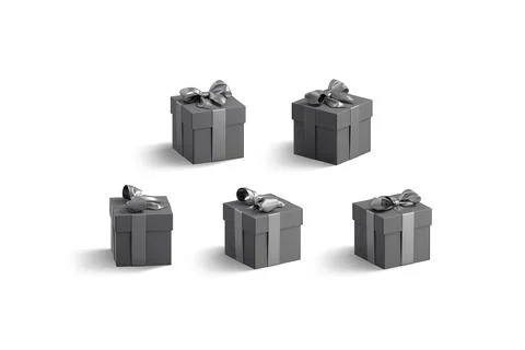 Blank black square gift box mockup, different angles views イラスト素材