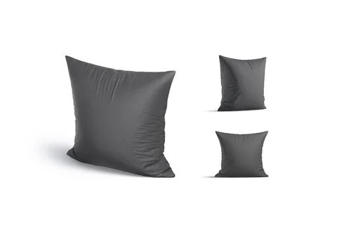 Blank black square pillow mockup stand, different views Stock Illustration