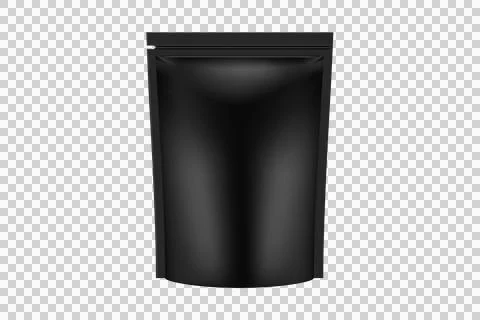 Blank black stand up pouch packaging with zipper seal Stock Illustration