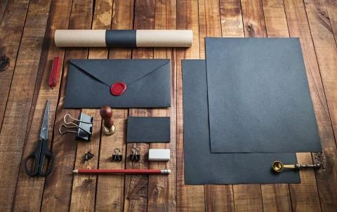 Blank black stationery Stock Photos