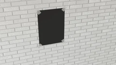 Blank black vertical poster taped to the brick wall Stock Illustration